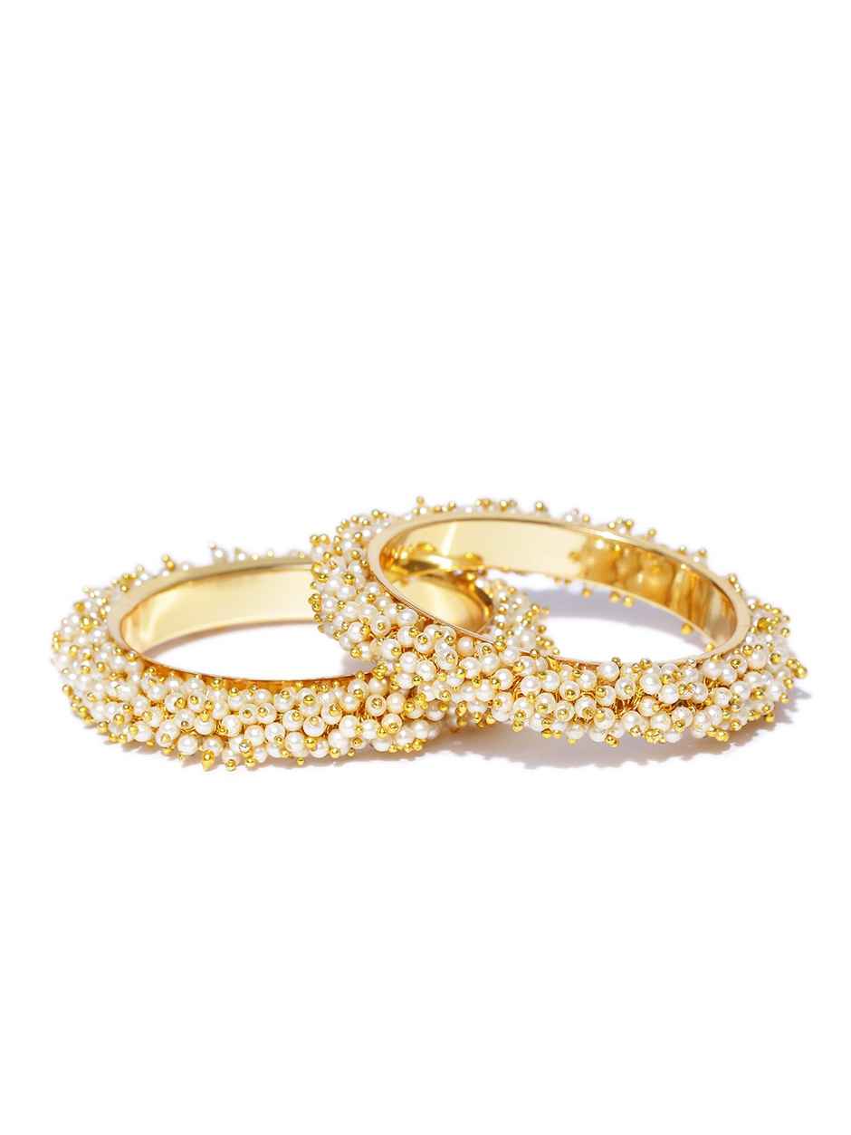 YouBella Traditional Gold Plated and Pearl Bangle Set for Women (YBBN - 91091 - 2.8)