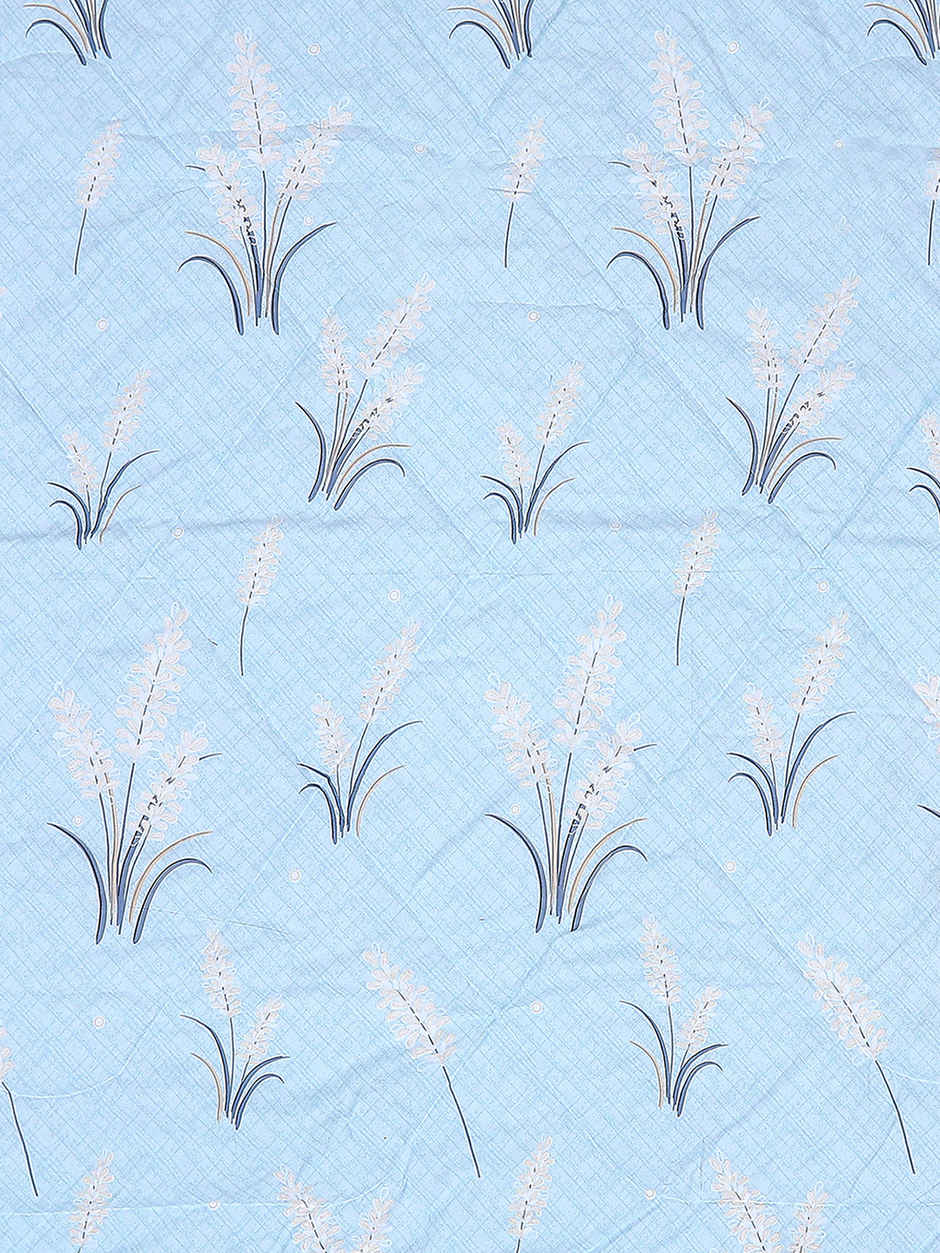 STATUS Reversible Leaves Printed Comforter | Sky Blue - 215 cm x 220 cm