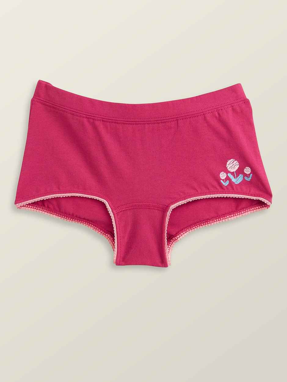 XY Life Scribbles Flowery Intellisoft Tencel Modal Boy shorts - Dark Pink+Aqua Green | Pack Of 2