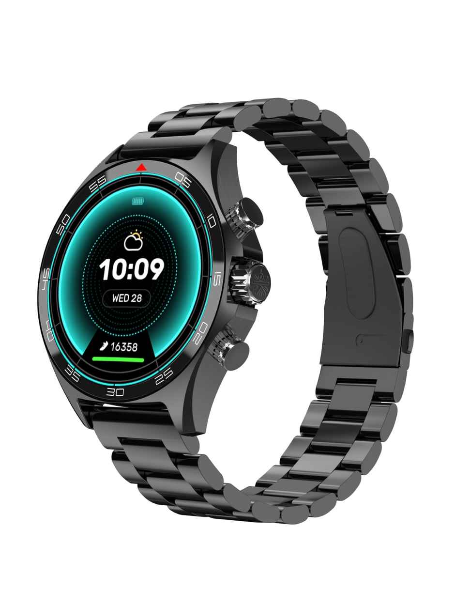 Cult Active TR 1.52"Display, Stainless Steel Build, Wireless Charging, BT Calling Smartwatch (Black)