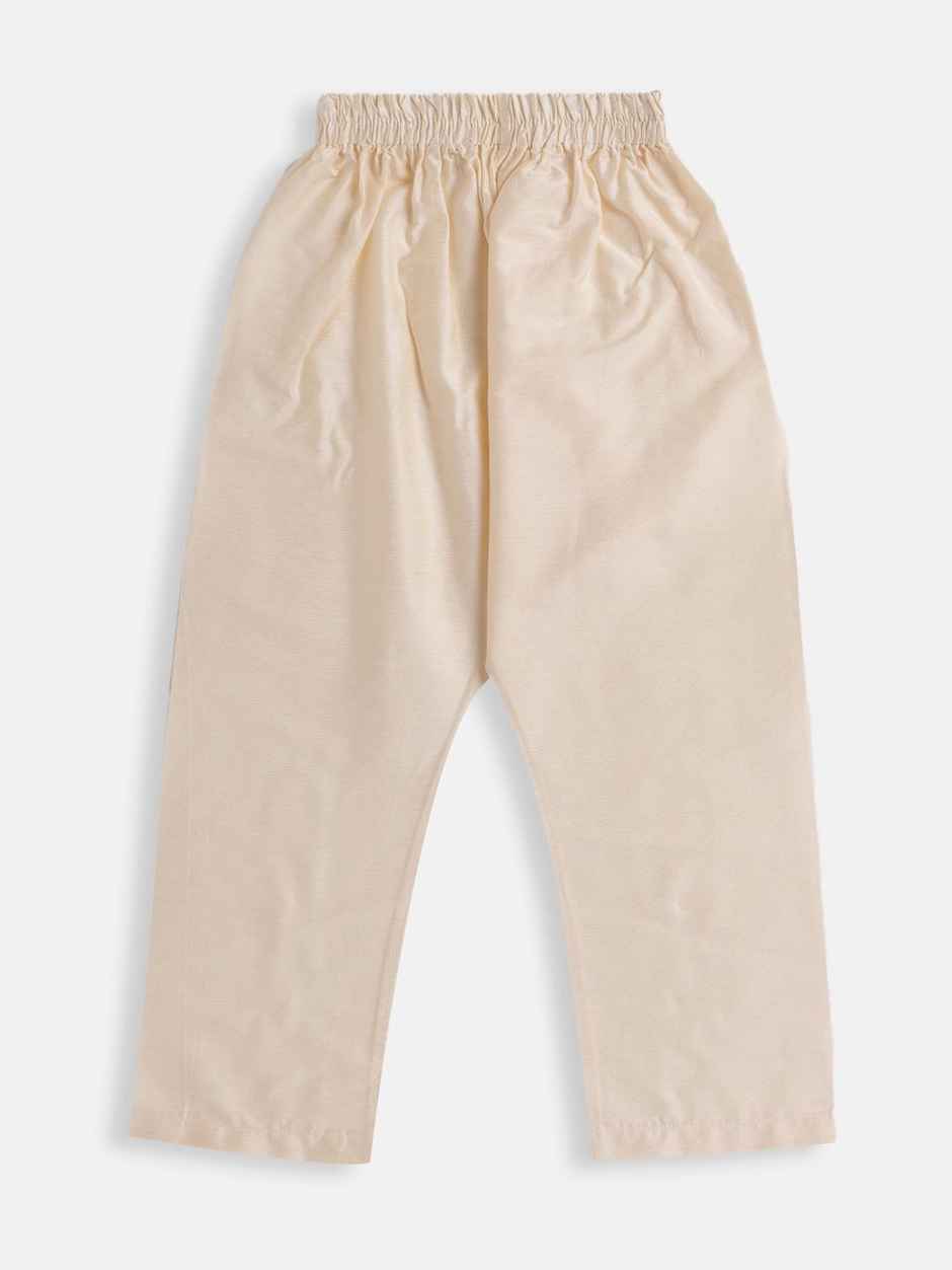 Vastramay Infant 2-3 Years Boys Multicolor-Base-Cream Cotton Blend Kurta Pyjama Set