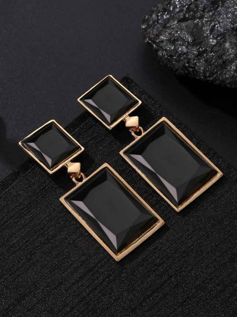 Youbella Jewellery Girls And Women'S Gold Plated Crystal Handmade Earrings (Black)(Ybear - 32842)