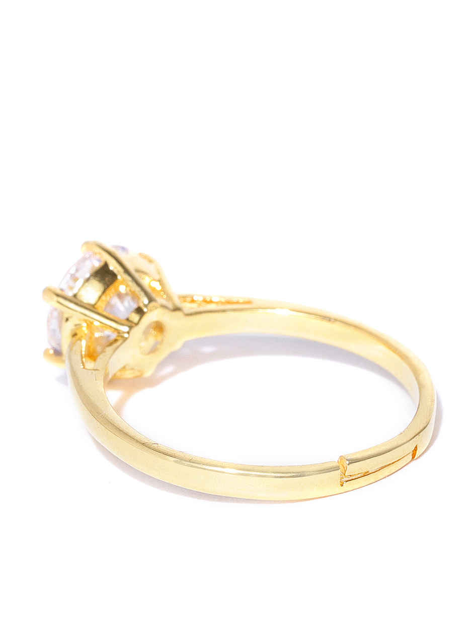 Priyaasi Gold-Plated Ad, American Diamond Studded Handcrafted Finger Ring