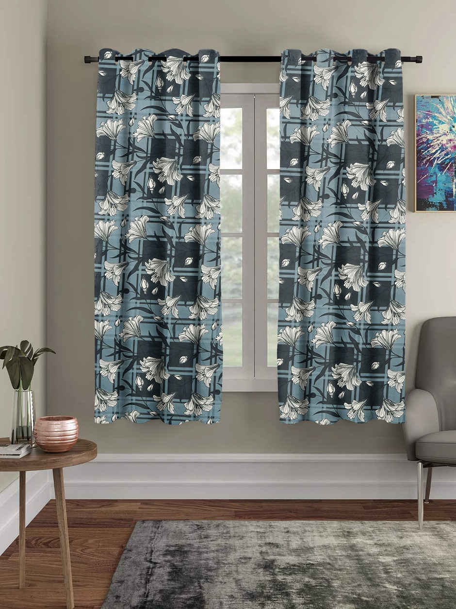 BAY6 Polyester Window Curtains - Set of 2 - (5x4 ft) - Black