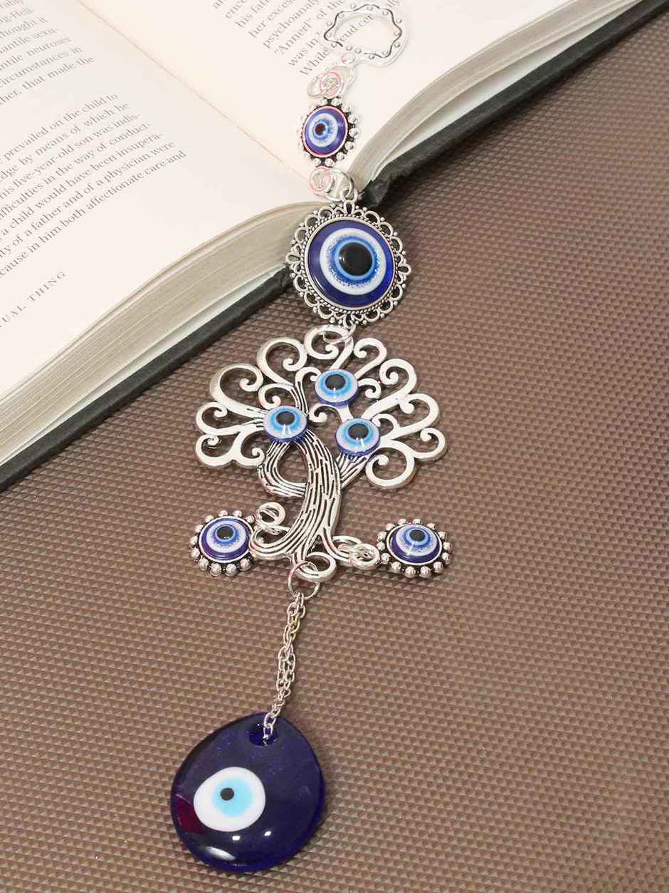 TIED RIBBONS Tree Of Life Evil Eye Wall Hanging | Dark Blue