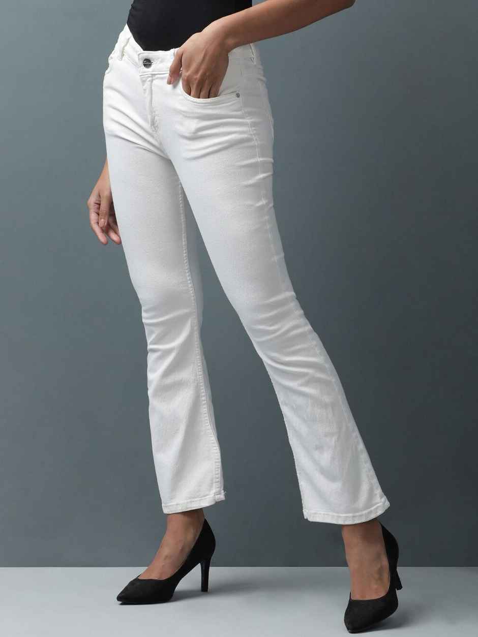 Freehand Women's Bleached Bootcut Denim Jeans | White - 30