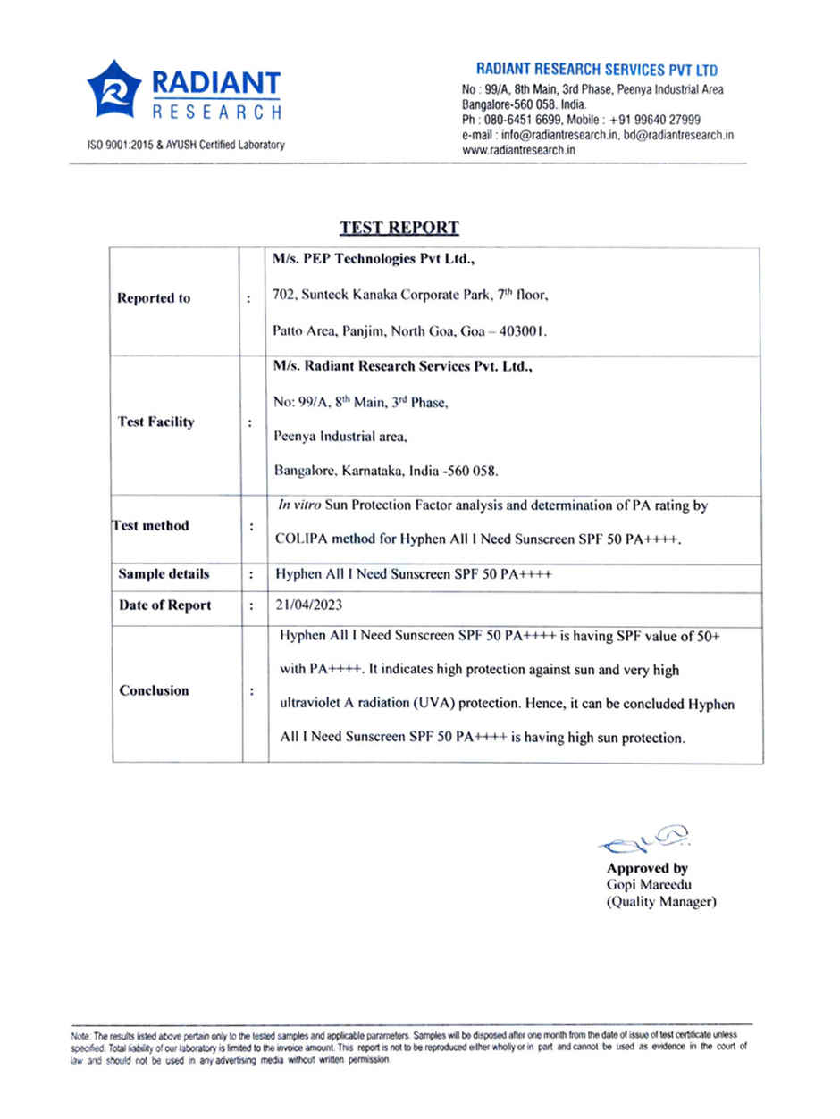 Hyphen All I Need SPF50 PA++++ Sunscreen with Niacinamide