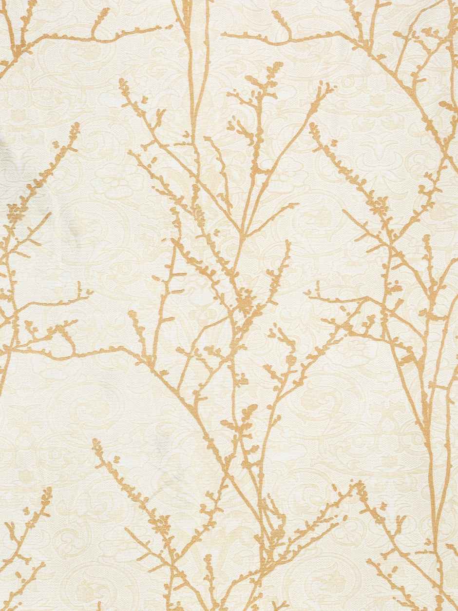 Home Sizzler Branch Bliss Grommet Eyelet Polyester Window Curtains 5 Feet Gold
