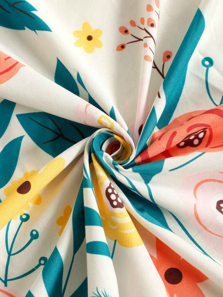 Status Imperial Corner Fitted Bedsheet | Coral Bloom & Teal | 198 x 182 cm