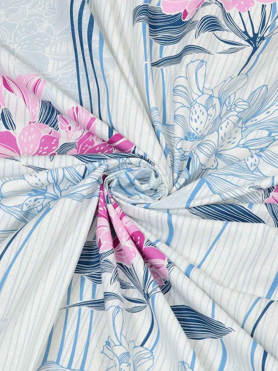 Bombay Dyeing Epigram 120 TC 100% Cotton Pink & Turquoise Blue Double Size Bedsheet-2 Pillow Covers