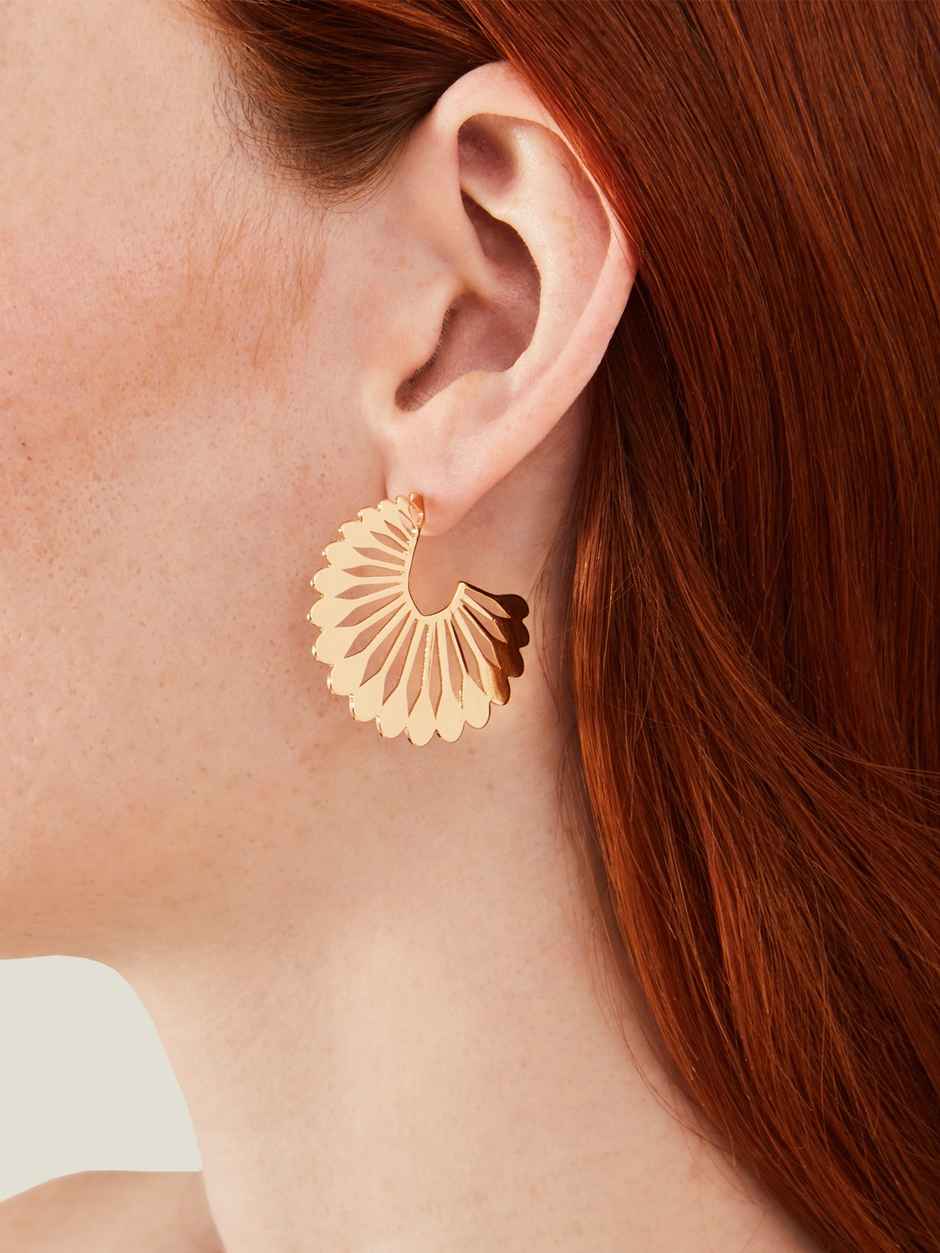 Accessorize London Women Gold Cut Out Flower Hoop Earrings