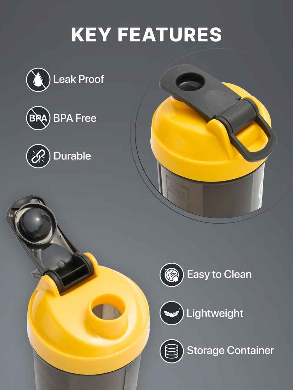 Cult Gym Shaker Bottle 700 ml | Black & Yellow