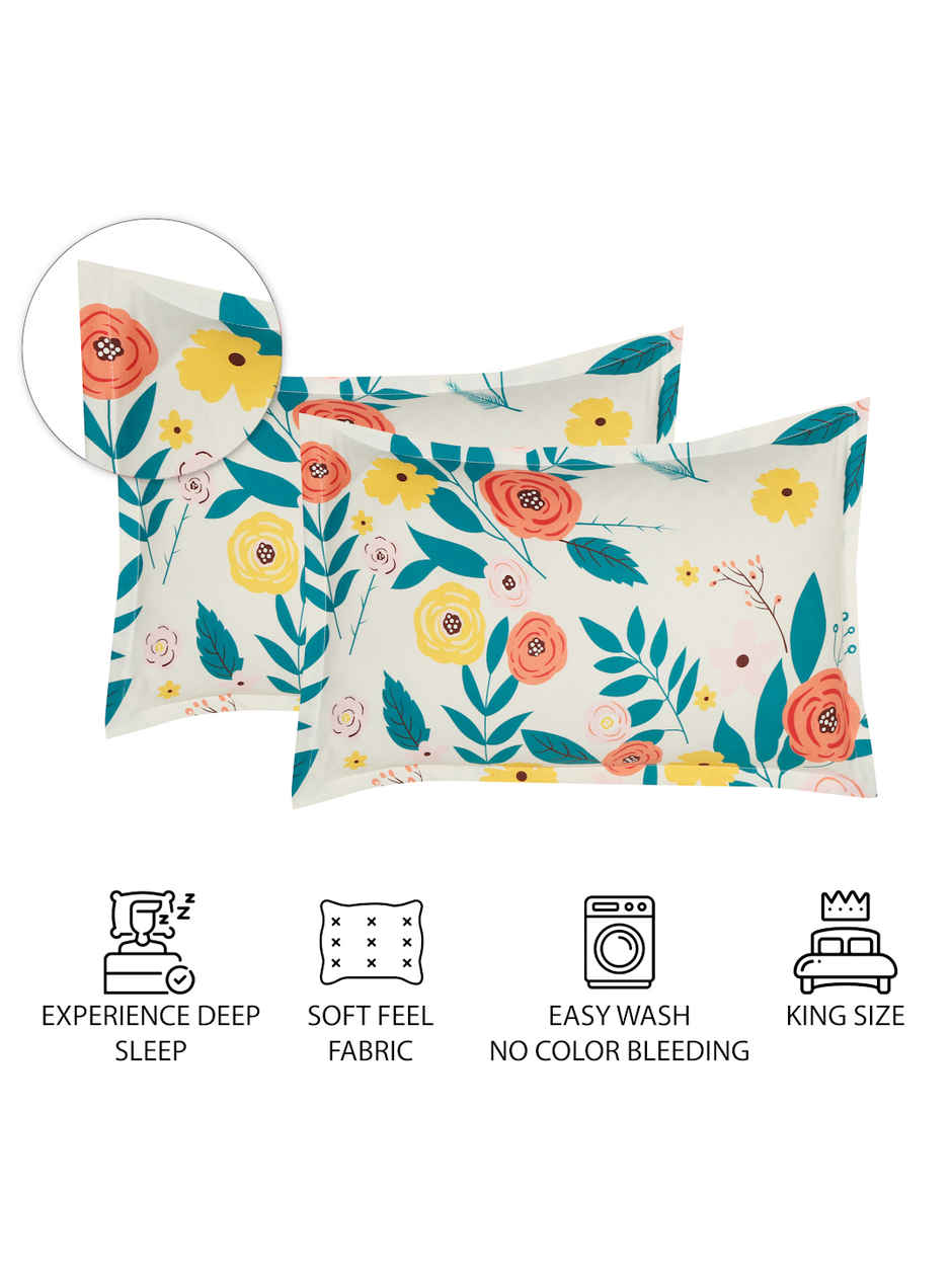 Status Imperial Corner Fitted Bedsheet | Coral Bloom & Teal | 198 x 182 cm