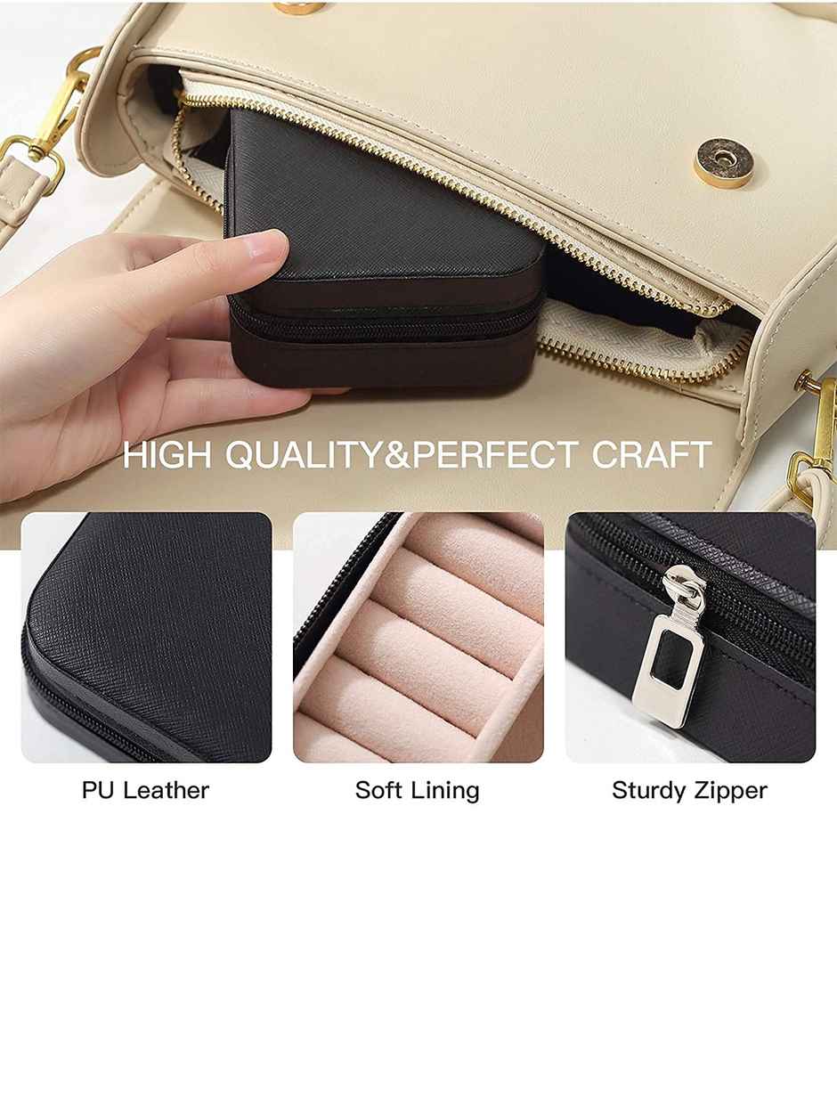 Youbella Jewellery Organiser Pu Leather Zipper Portable Storage Box Case(Jewellery - Box - 9)