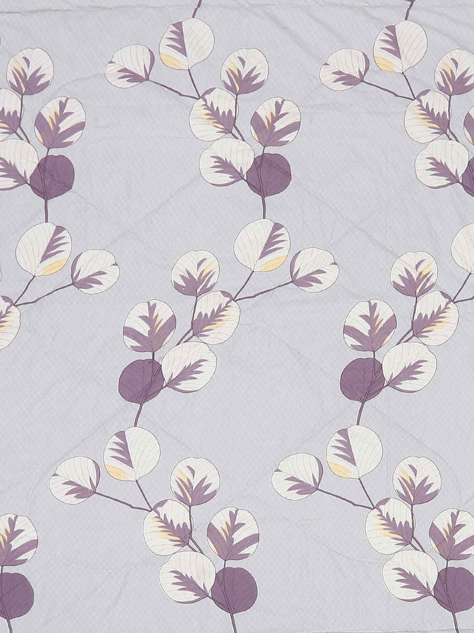 STATUS Reversible Floral Printed Comforter | Grey Lilac - 215 cm x 220 cm