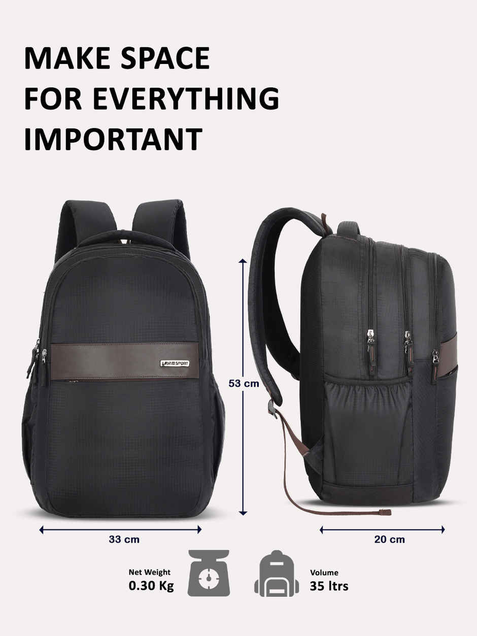 Lavie Sport Nexus Laptop Backpack | Black - 35L