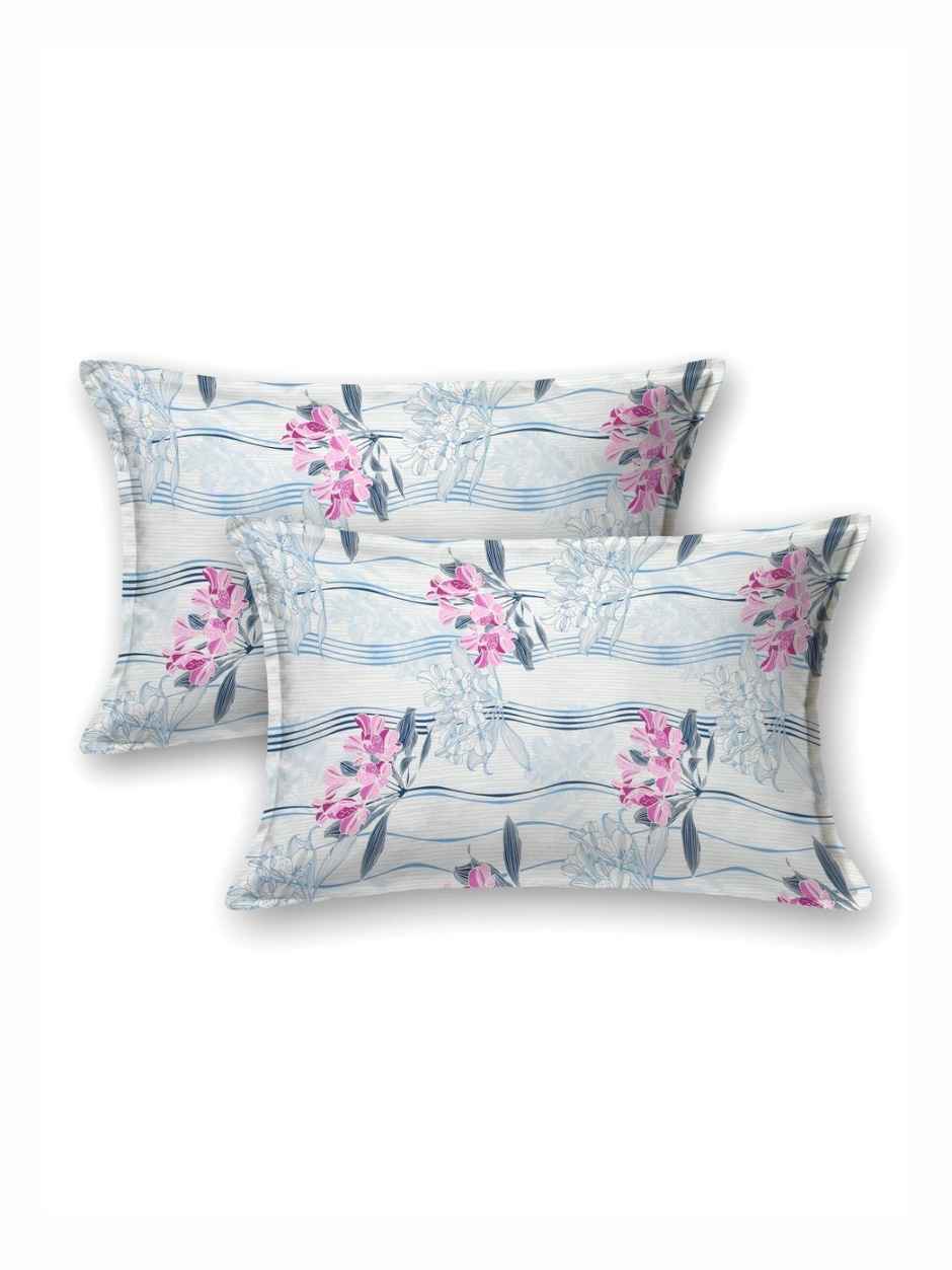 Bombay Dyeing Epigram 120 TC 100% Cotton Pink & Turquoise Blue Double Size Bedsheet-2 Pillow Covers