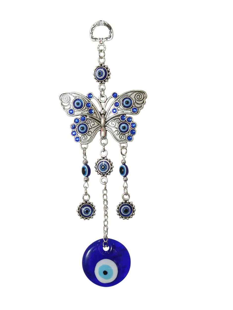 TIED RIBBONS Butterfly Evil Eye Wall Hanging | Dark Blue