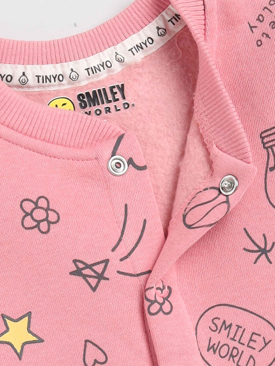 Mom's Love Smiley Printed Romper Infant Boys | Peach - 3-6 Month