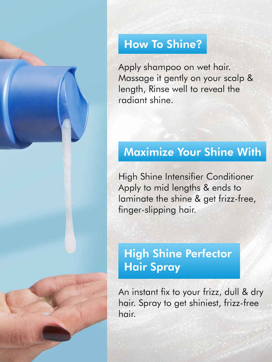 mCaffeine Glossy Hair Shampoo, 3% Shine Complex, Shinier Hair, 48Hr Anti Frizz