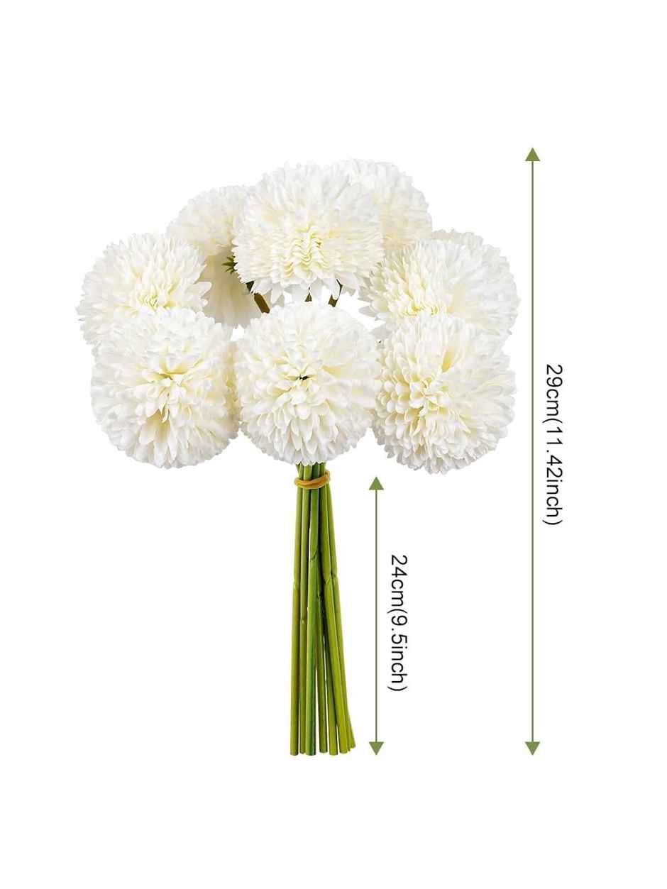 Tied Ribbons Set Of 6 Artificial Ball Flowers Bunches Without Vase