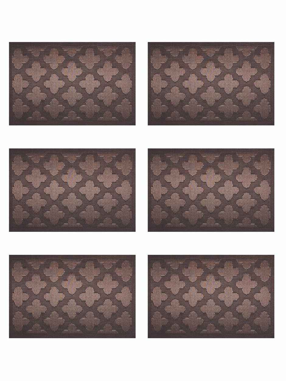 Bianca Premium Woven Pvc Placemat For Dining Table 6pc 12 x 18 Set | Alpine-Mocha
