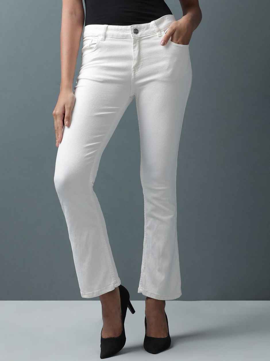 Freehand Women's Bleached Bootcut Denim Jeans | White - 30