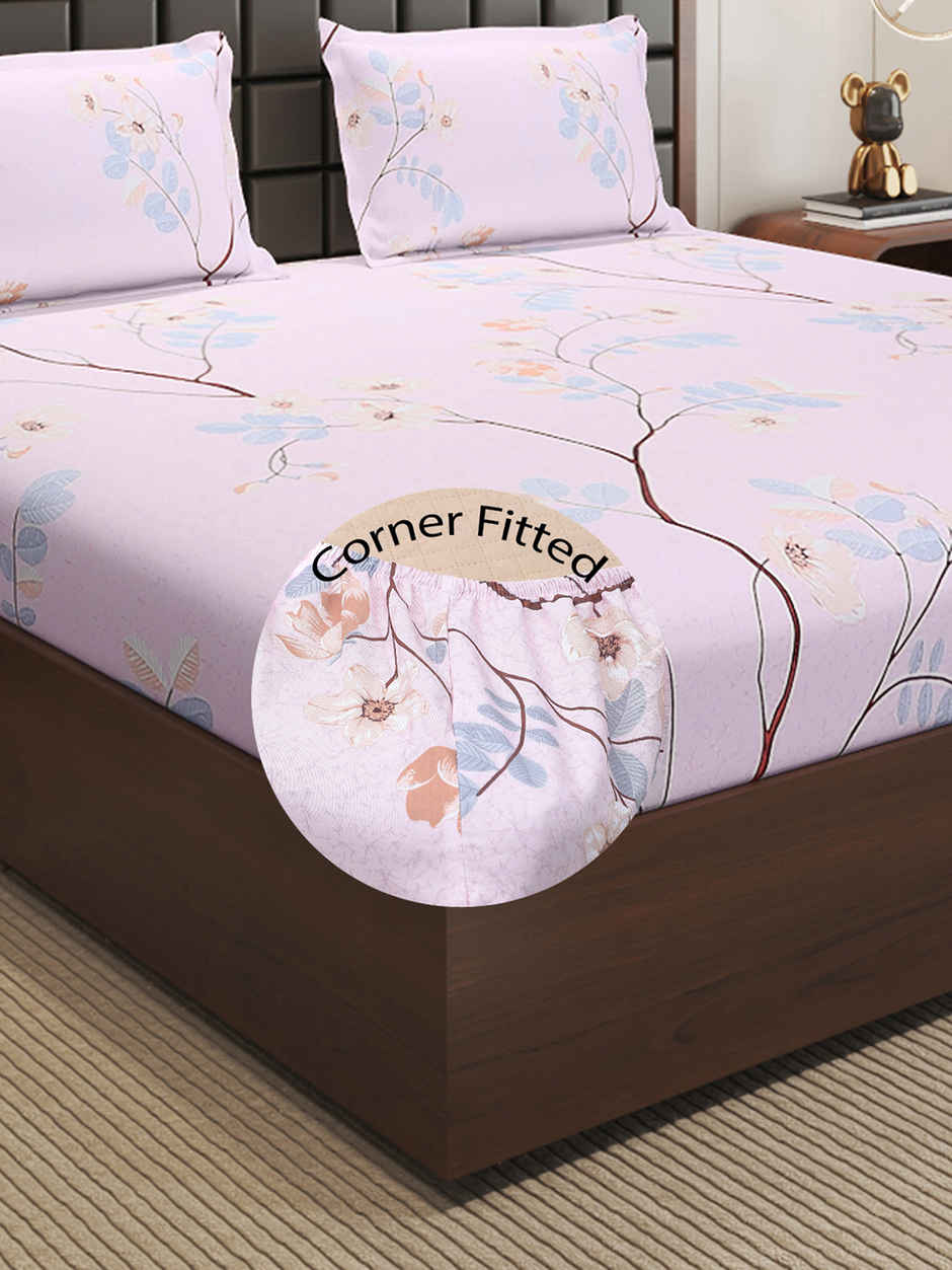Status Imperial Corner Fitted Double Bedsheet | Tranquil Leaves | 198 x 182 cm