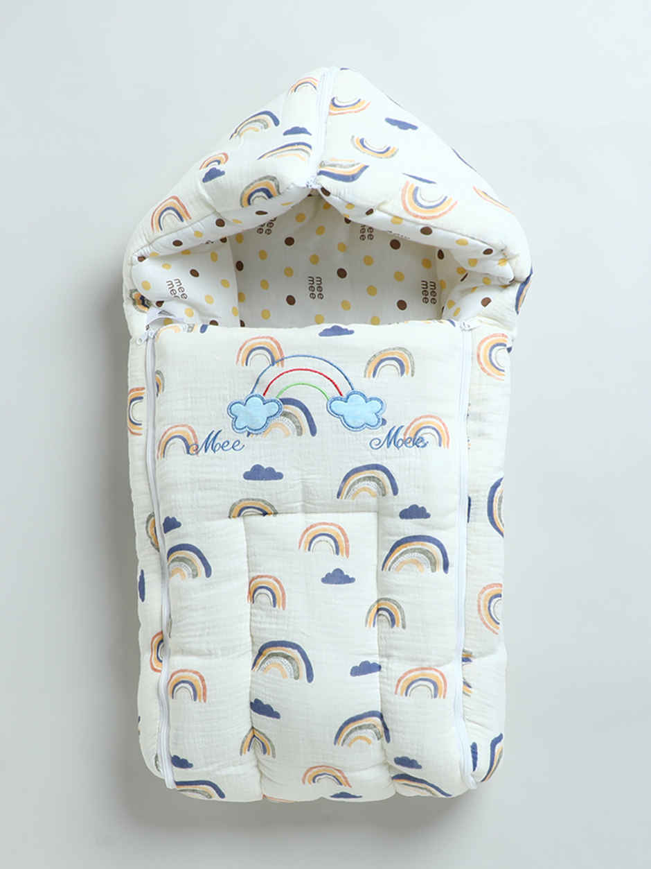 Mee Mee Premium Baby Sleeping Bag Cum Carry Nest | 0 to 6 Months | White