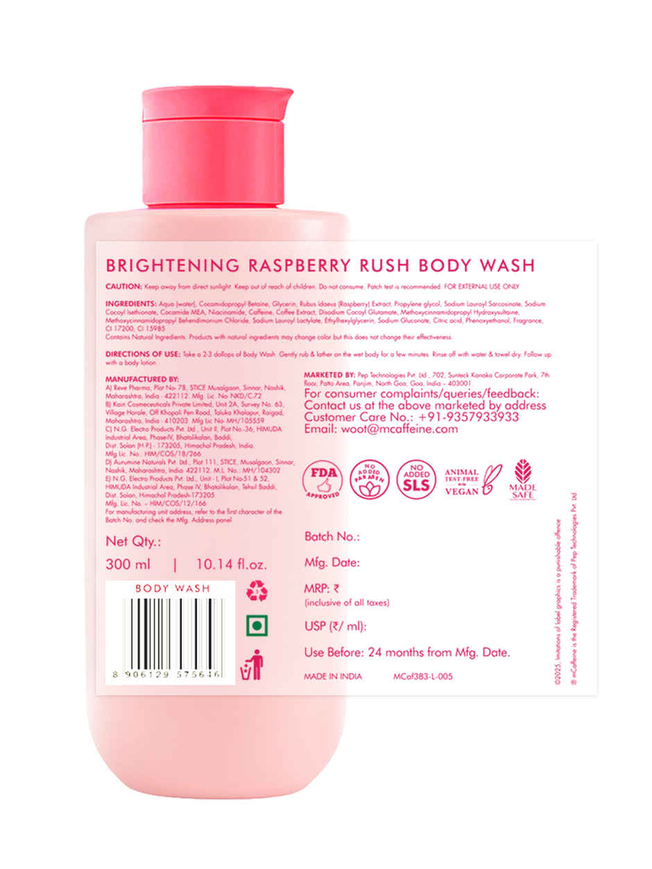 mCaffeine Brightening Raspberry Rush Body Wash