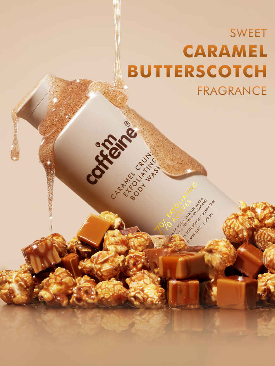 Mcaffeine Caramel Crunch 7% Exfoliating Body Wash with 1% Salicylic 2% Lactic Acid for Body Acne
