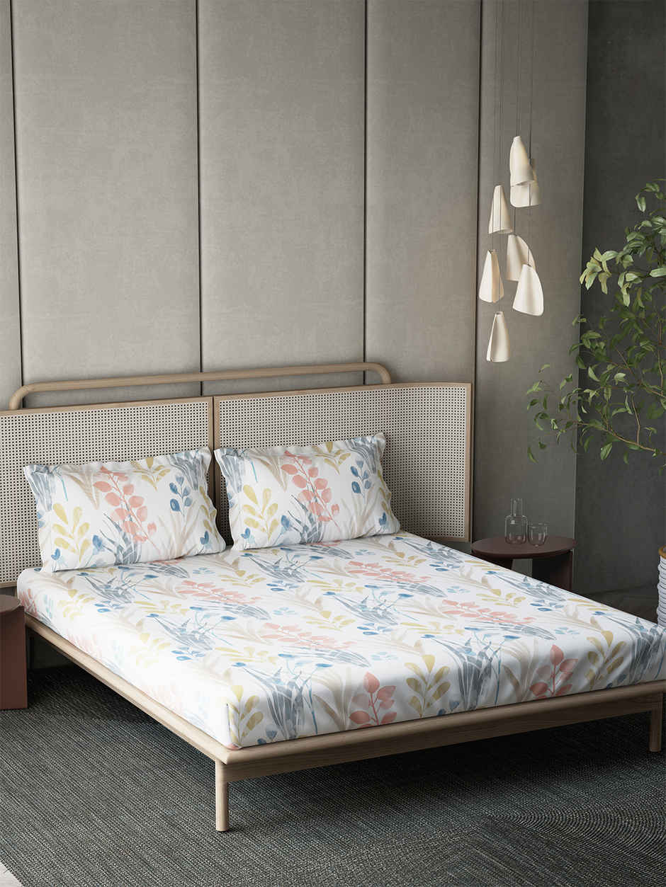 D'Decor Gifting Cotton Queen Flat Bedsheet | 145 TC Two Pillow Covers | Floral Pink
