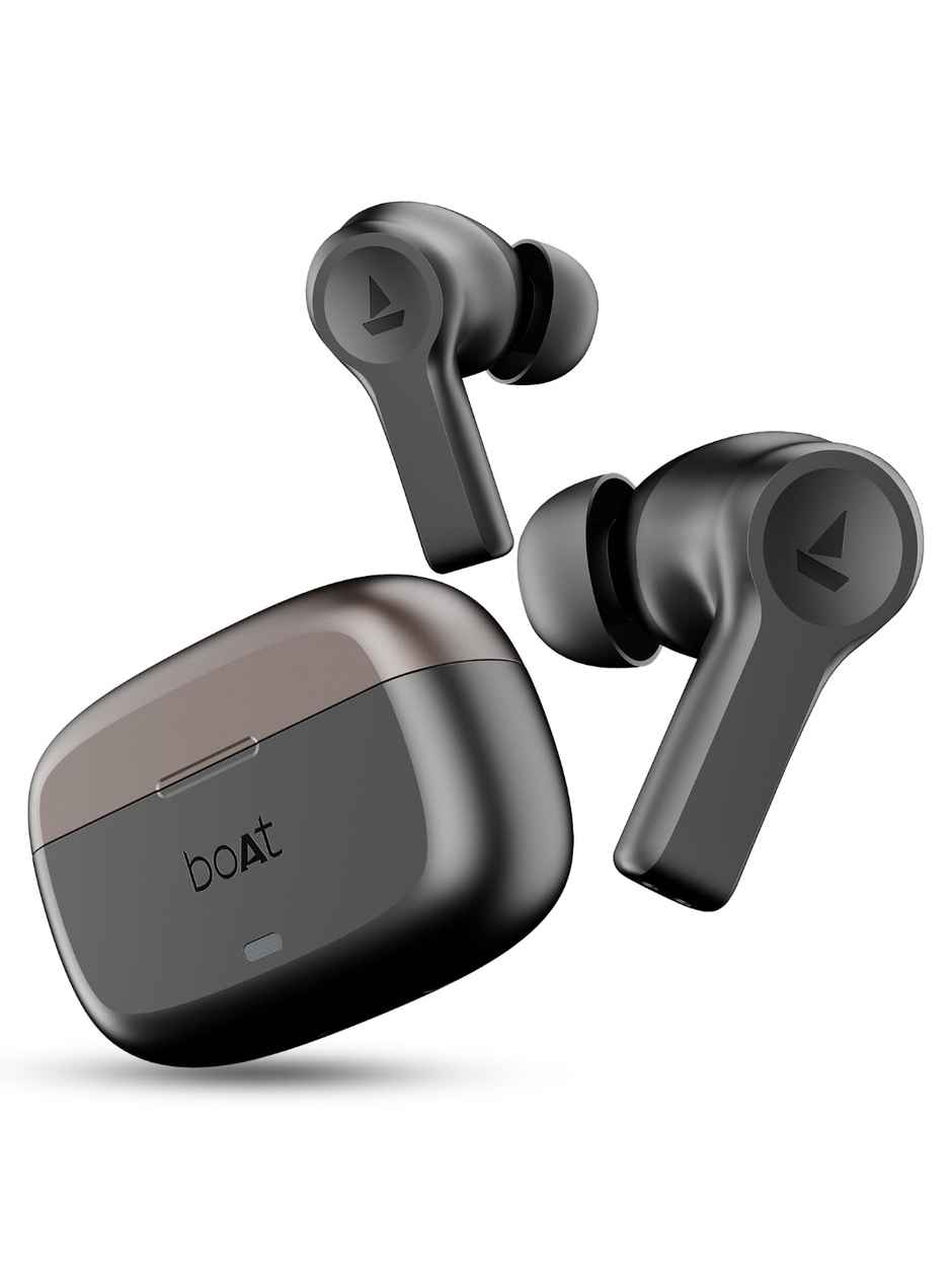 boAt Airdopes Flex 454 ANC TWS Earbuds with mic, 60HRS Battery, ANC(32dB), App Support, 4Mics ENx, Fast Charge, Dual Pairing, IPX5, v5.2 Bluetooth Earbuds - Gunmetal Black