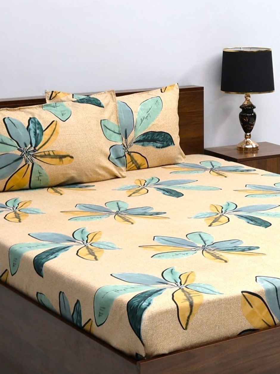 Bombay Dyeing Vista 144 Tc Queen Size Bedsheet With 2 Pillow Covers - Beige