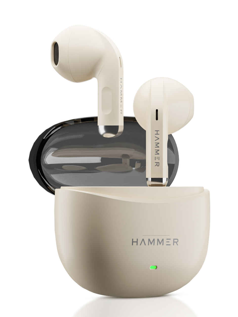 Hammer Ultra Pods True Wireless Earbuds | In-Built Mic | 100H Standby Time | Beige