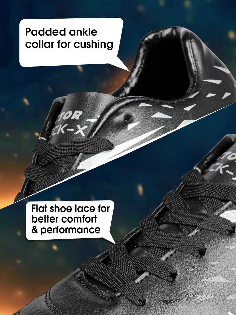 Vector X Kick-X Football Studs For Men Sports And Athletic Soccer Shoes | Black & Silver Size-6