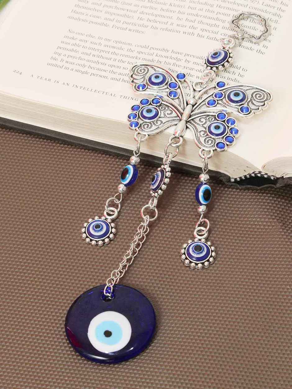 TIED RIBBONS Butterfly Evil Eye Wall Hanging | Dark Blue