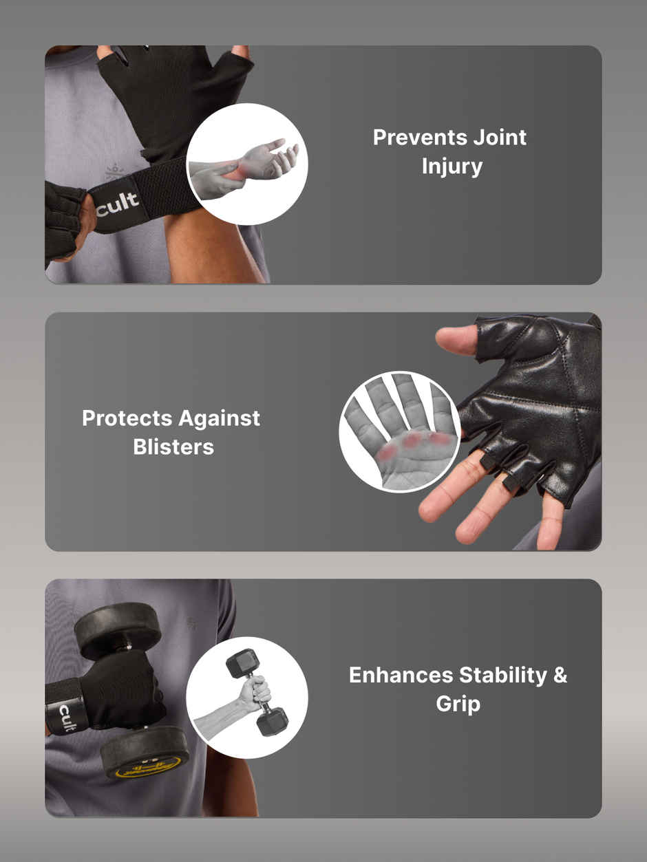 Cult Gym Gloves| All Black - L