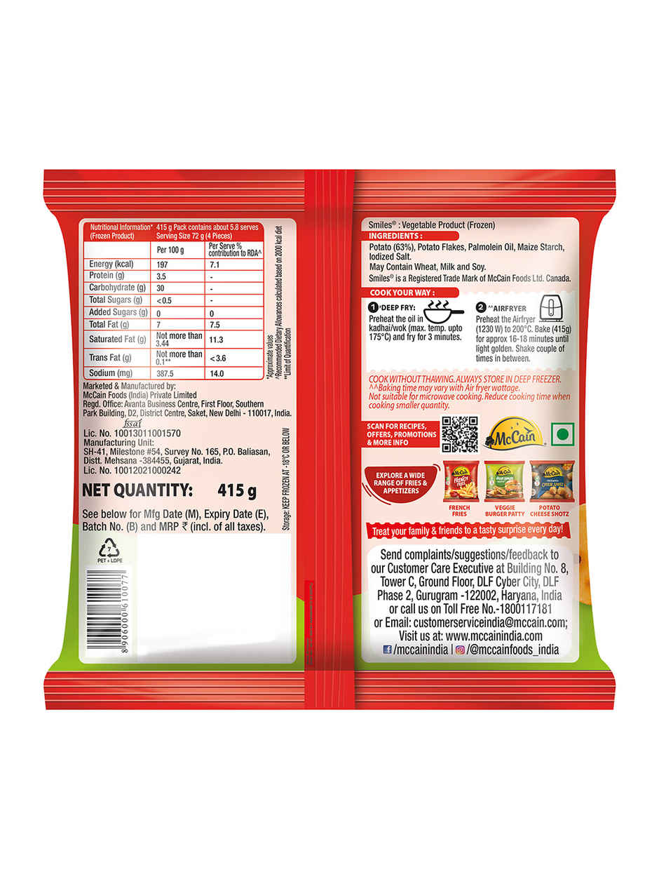 McCain Smiles | Crispy Potato Snacks | No Added Preservatives