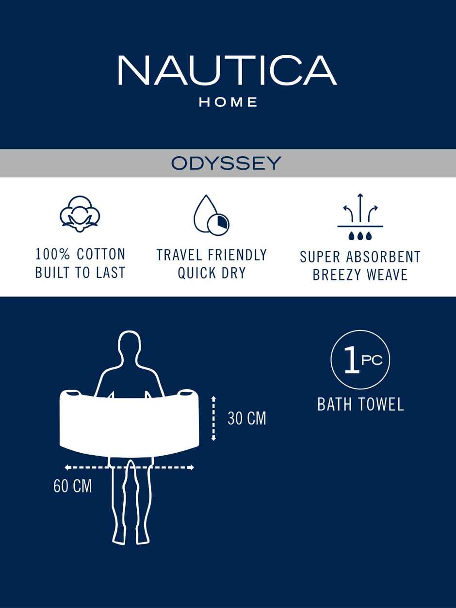 Nautica Designer Waffle Cotton Towels - Soft, Bath Towel Waffle-Baby Blue