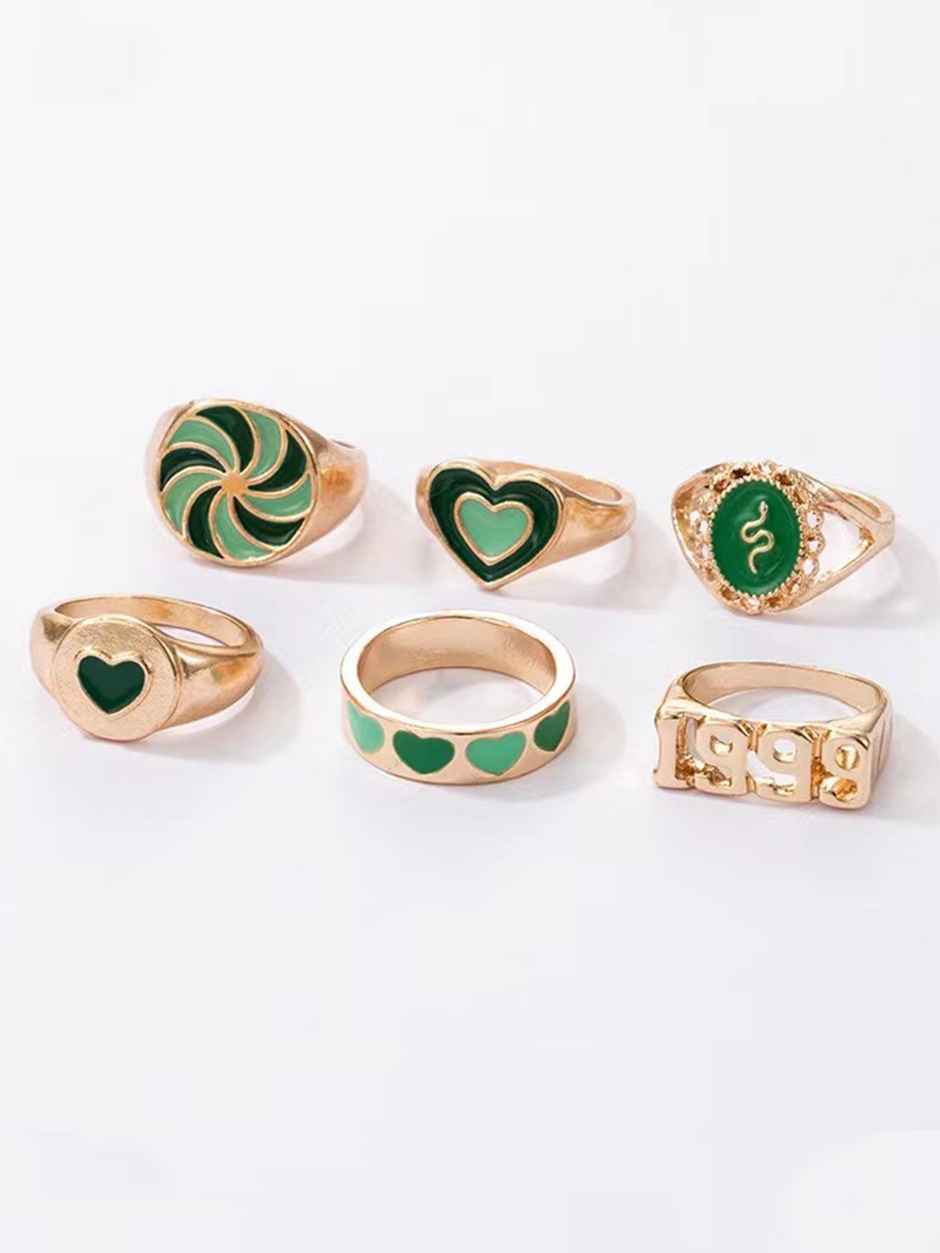 YouBella Jewellery Gold Plated Enamelled Combo of Rings for Girls and Women (YBRG - 20139)
