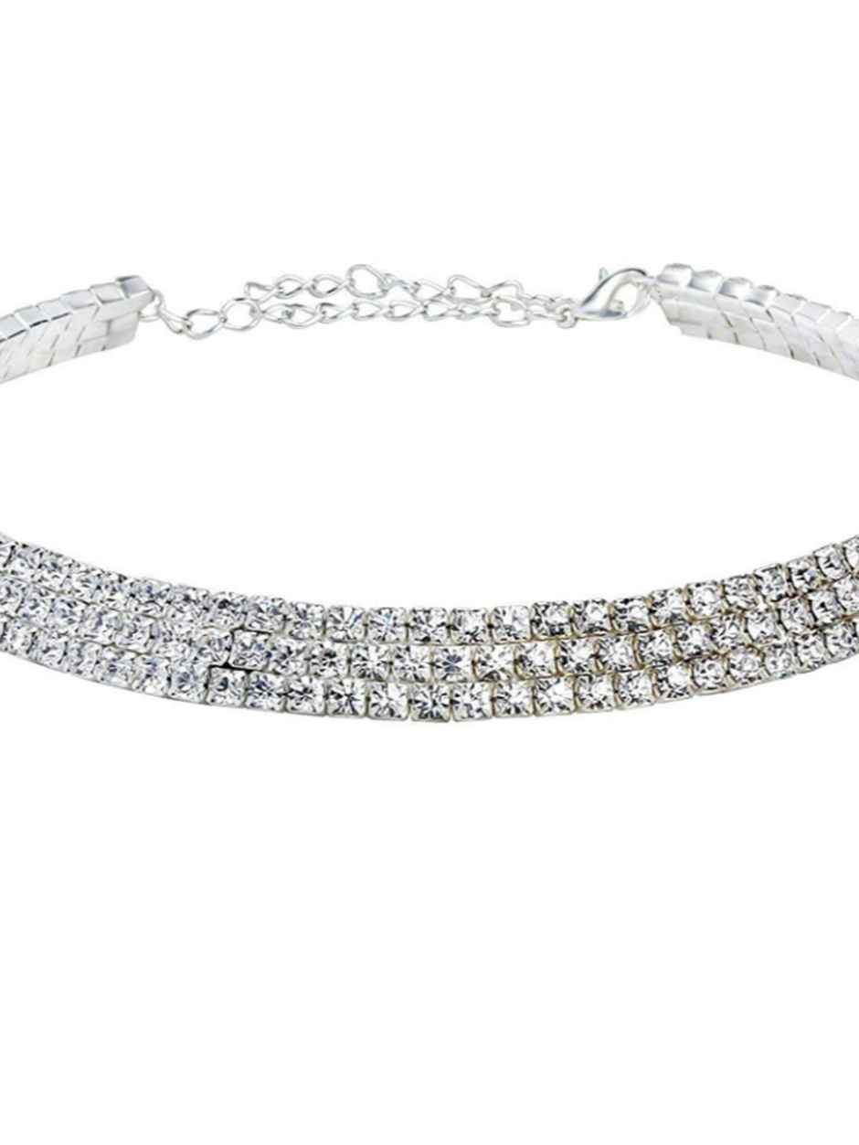 Youbella Traditional Jewellery Silver Plated Choker Necklace For Women (White)(Ybnk - 5501)