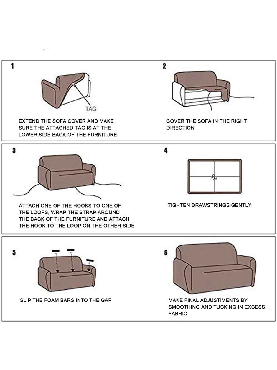 Cortina Elastic Strechable Printed One Seater Sofa Cover - Brown