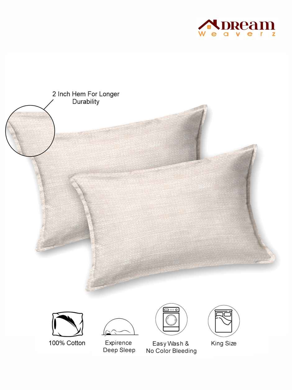 DREAM WEAVERZ King Size Bedsheet With 2 Pillow Covers | 100% Cotton| Light Beige