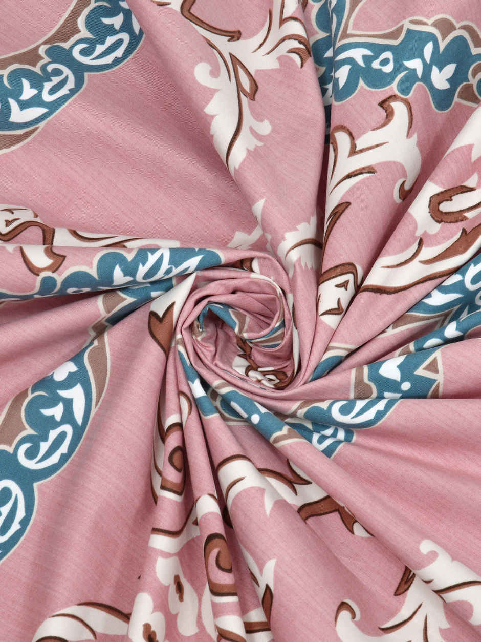 DREAM WEAVERZ Elastic Fitted Double Bedsheet | 2 Frill Pillow Covers | Polycotton | Pink