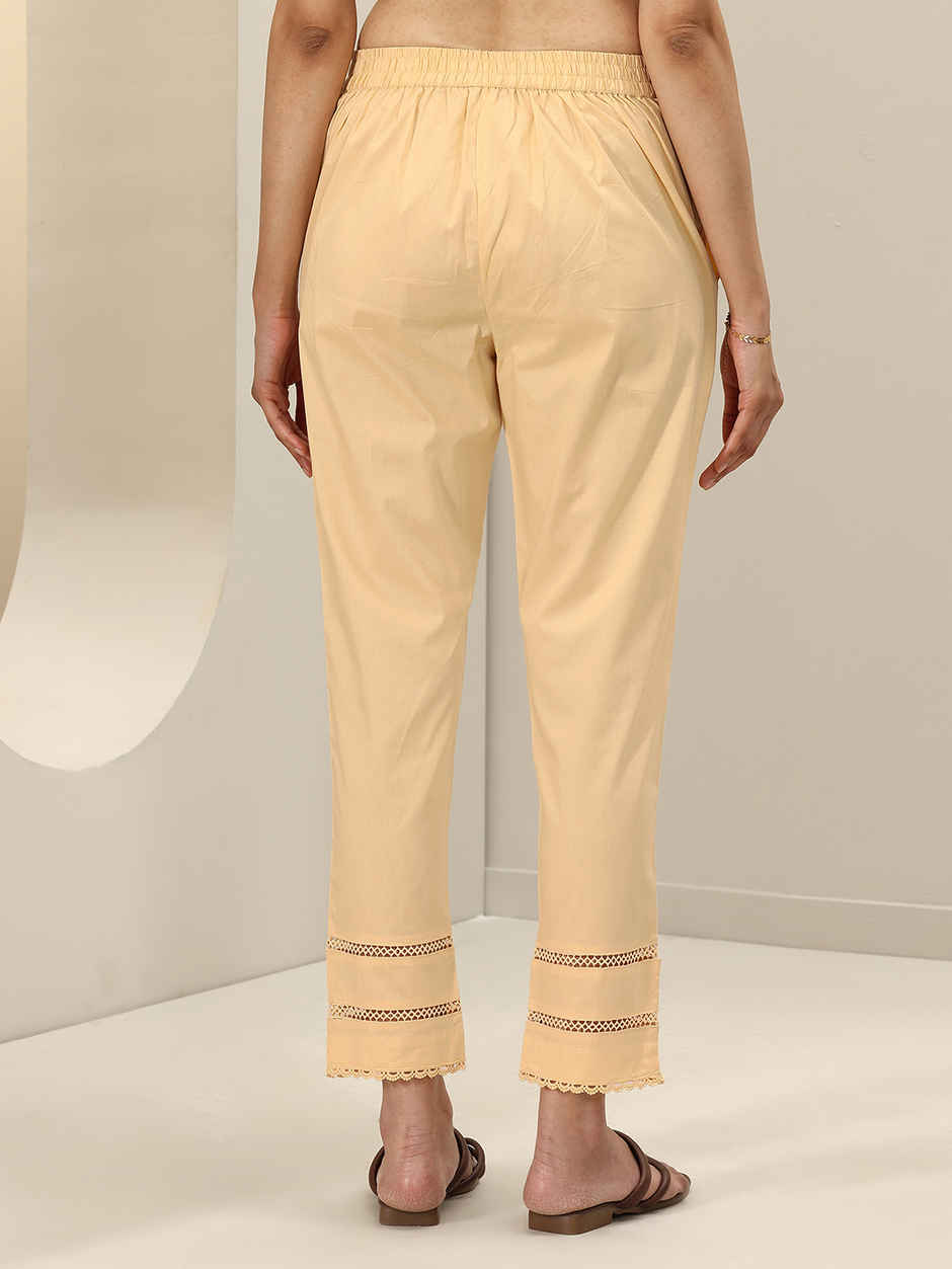 Libas Women's Solid Cotton Trousers | PL1668 | Beige - XL