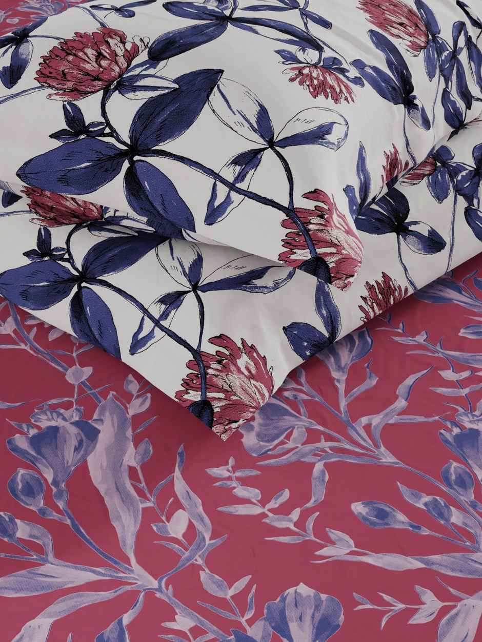 Kopa Bamboo Micro Fitted King Bedsheet 3pc Set with 2 Pillow Covers Floral Rose/Blue