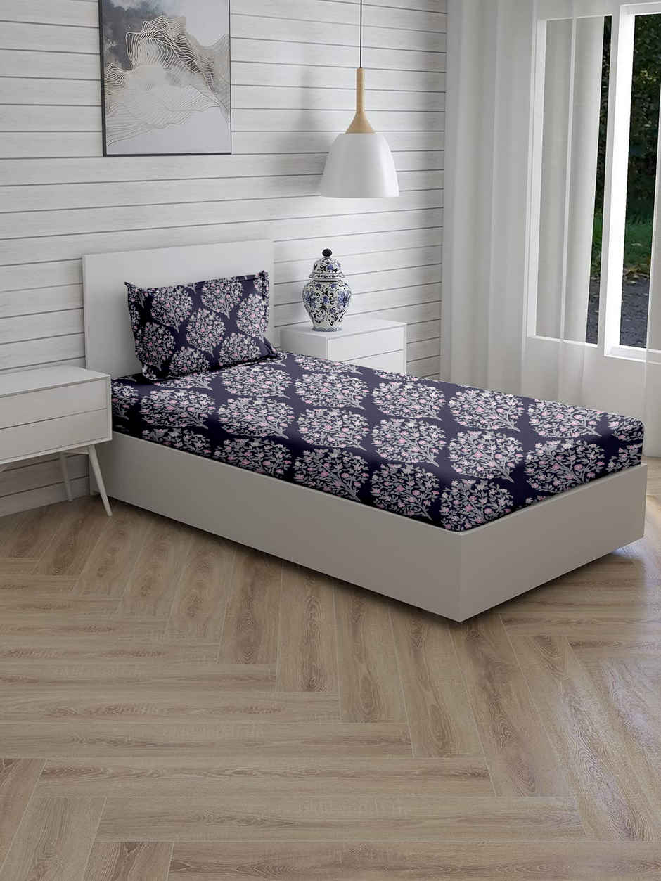 Status Crown Superfine Microfiber Single Bedsheet | Royal Grid | 150 x 220 cm