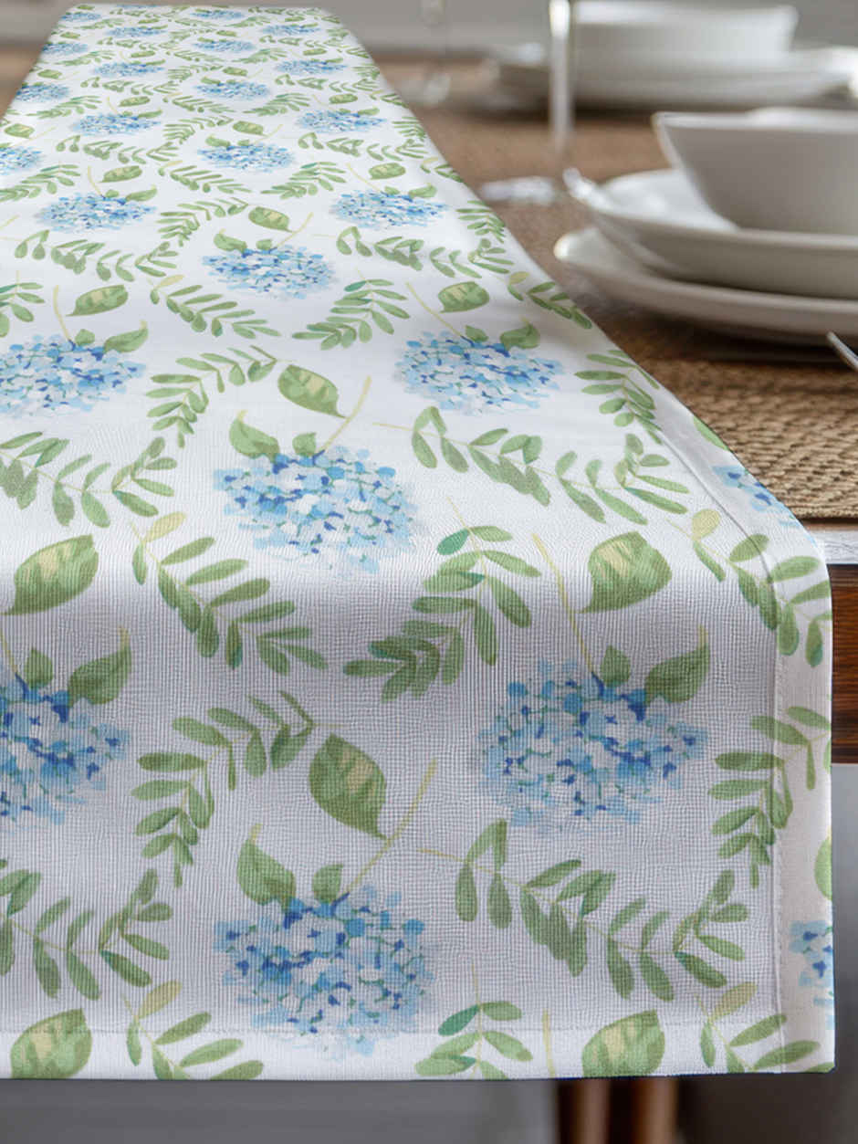 Bianca Premium Printed Cotton Table Runner For Dining & Center Tables | Florence | Blue & Green
