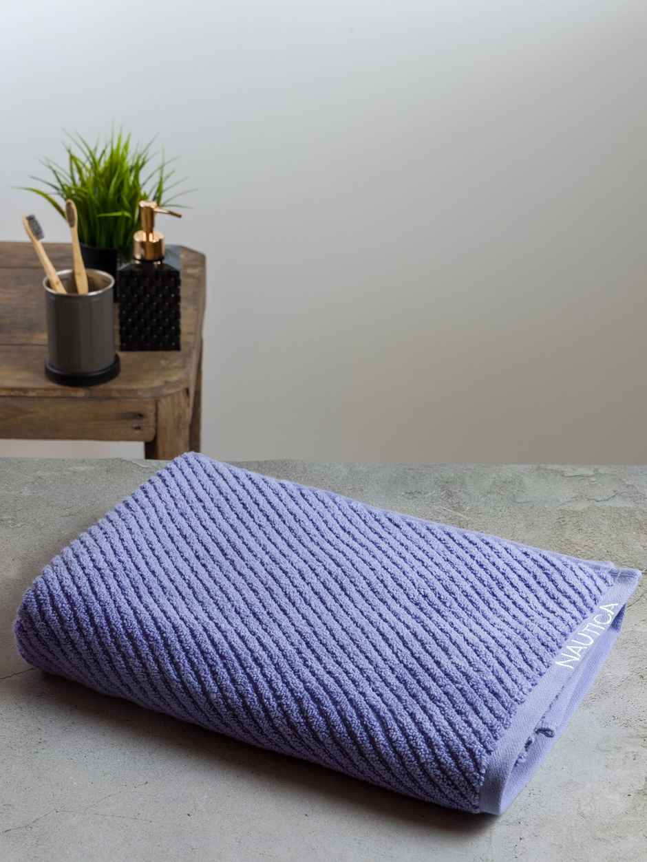 Nautica Fluffy Zero Twist 100% Cotton Towel -1pc Bath Towel | Cross View Solid-Grapemist